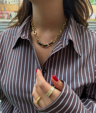 Santorini Siyah Mineli Kolye