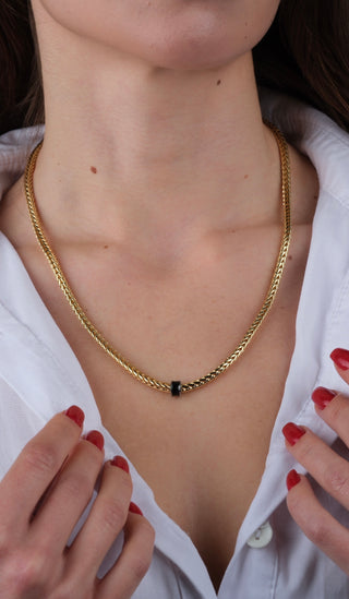 Satalite Siyah Mineli Kolye